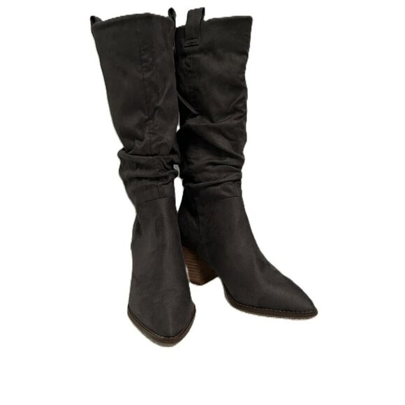 Pre-Owned Report Tariq Tall Shaft Faux Suede Slouch Boots in Charcoal Gray 6.5 - Picture 1 of 14